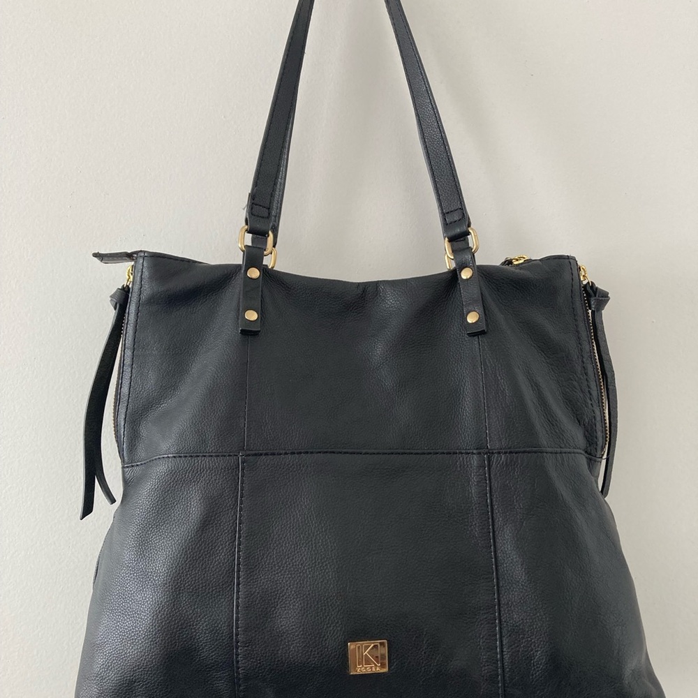 Kooba Black Leather Tote Bag, Casual Purse